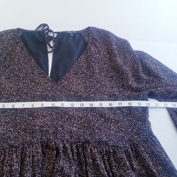 Madewell |‎ Vneck print Long Sleeve mini Flare Dress L - Picture 15 of 16
